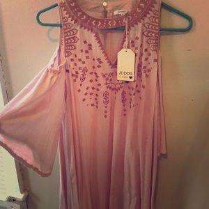 Pink cold shoulder dress